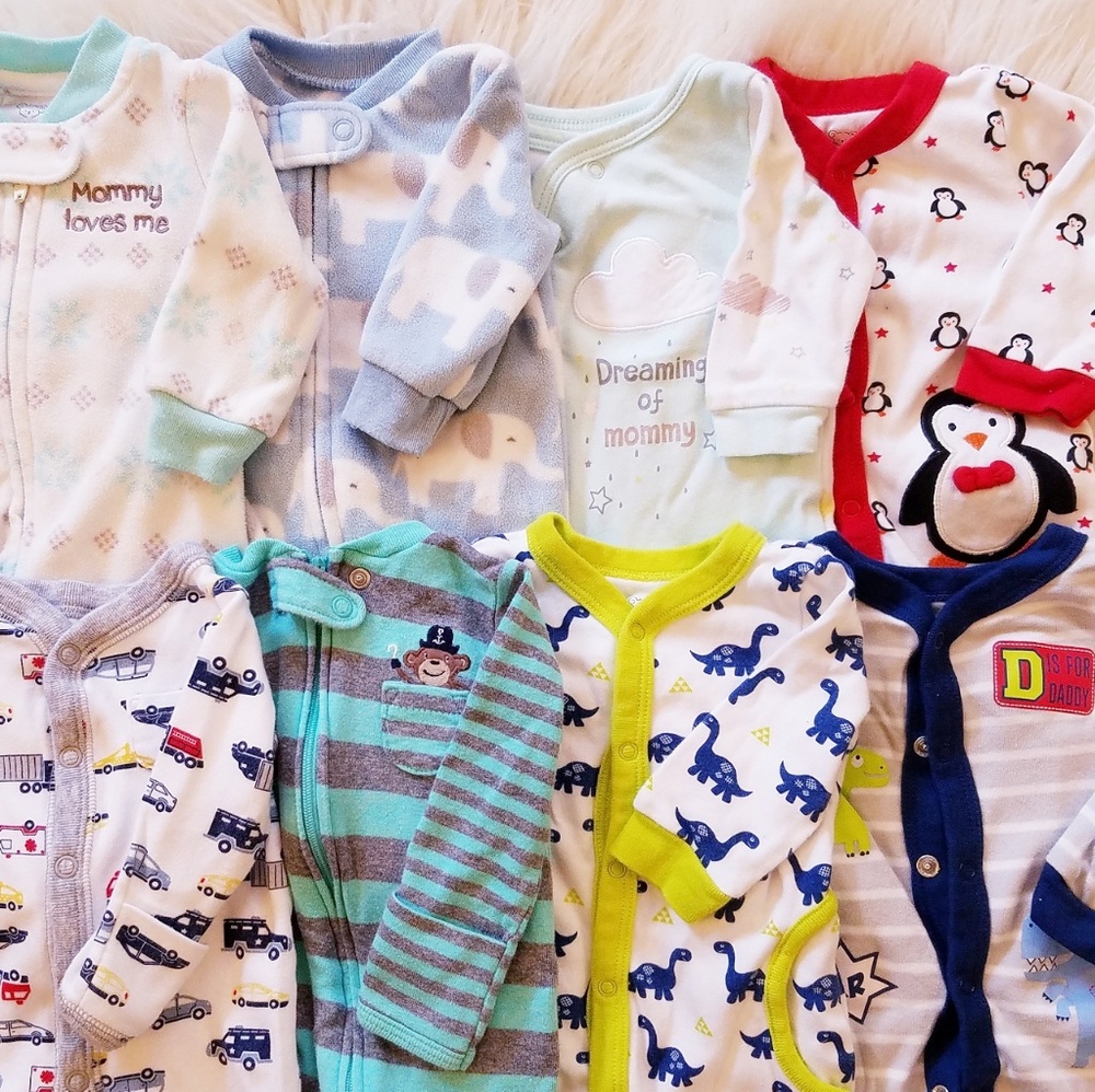 8 Pairs Newborn Footed Pajamas